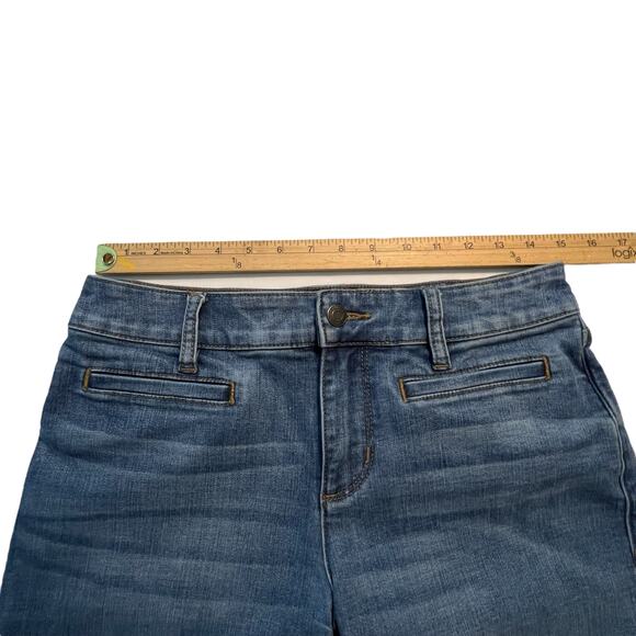 Lands’ End Women’s Petite 6 Mid Rise Wide Leg Crop Jeans Denim Raw Hem Stretch - Picture 5 of 9